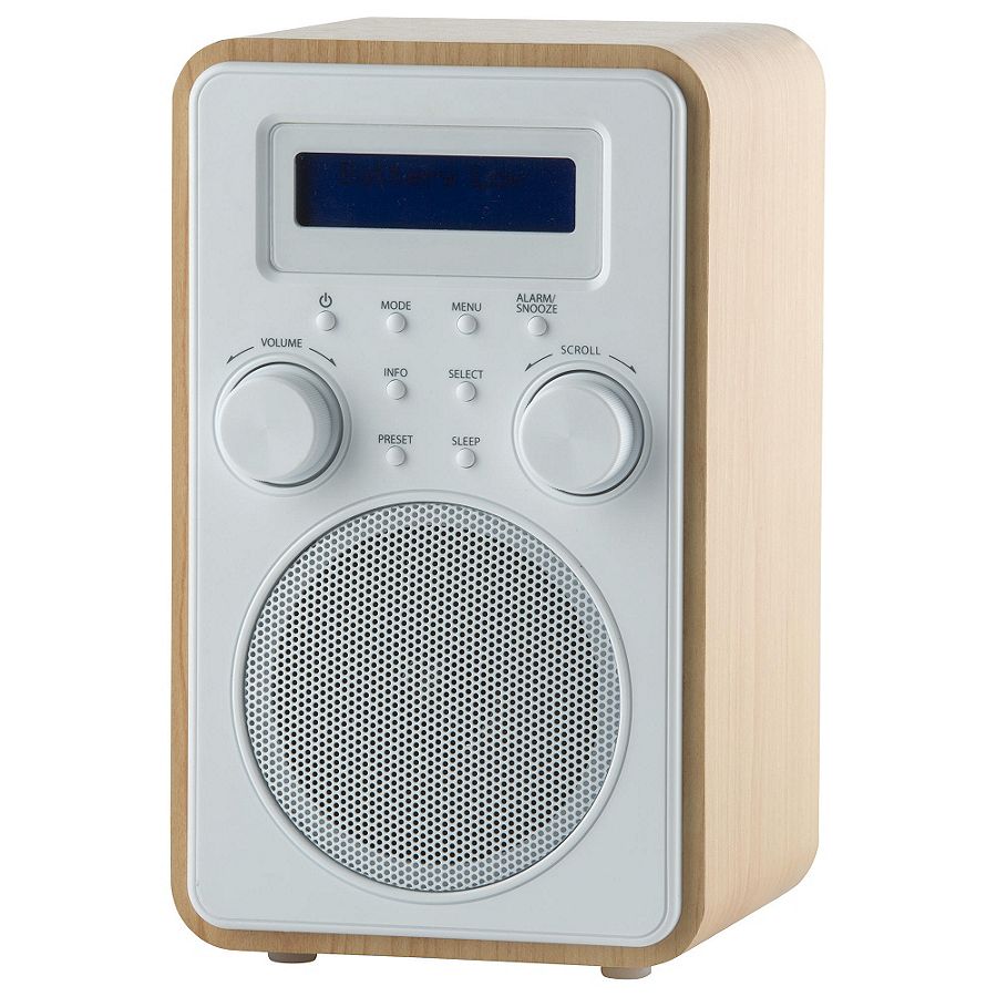 Tesco Portable Digital DAB/FM Alarm Clock Radio (Wood Effect & White